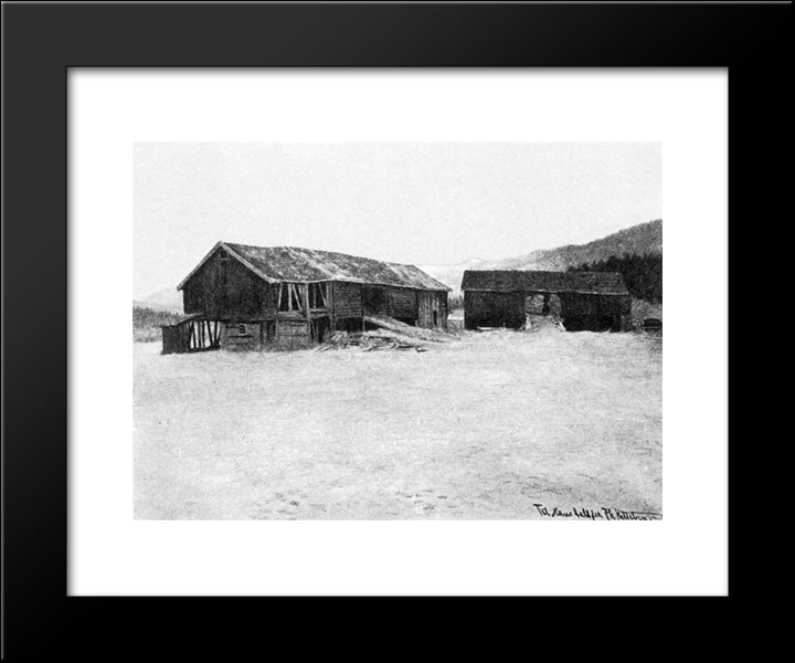 Kveld Paa Soletunet I Eggedal 20x24 Black Modern Wood Framed Art Print Poster by Kittelsen, Theodor Severin