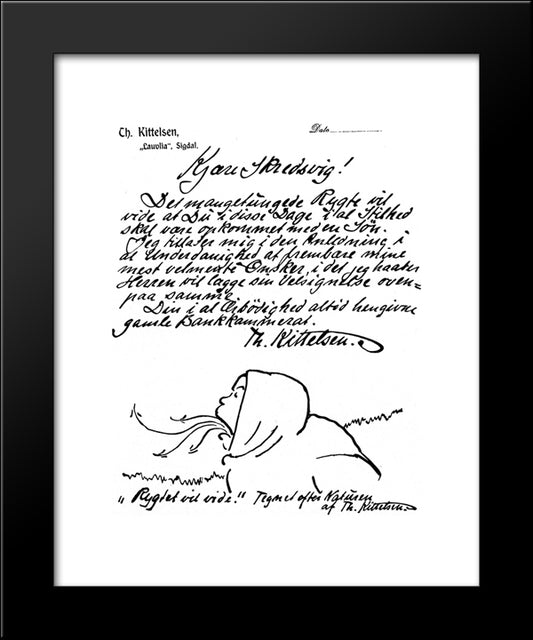 Letter To Skredsvig 20x24 Black Modern Wood Framed Art Print Poster by Kittelsen, Theodor Severin