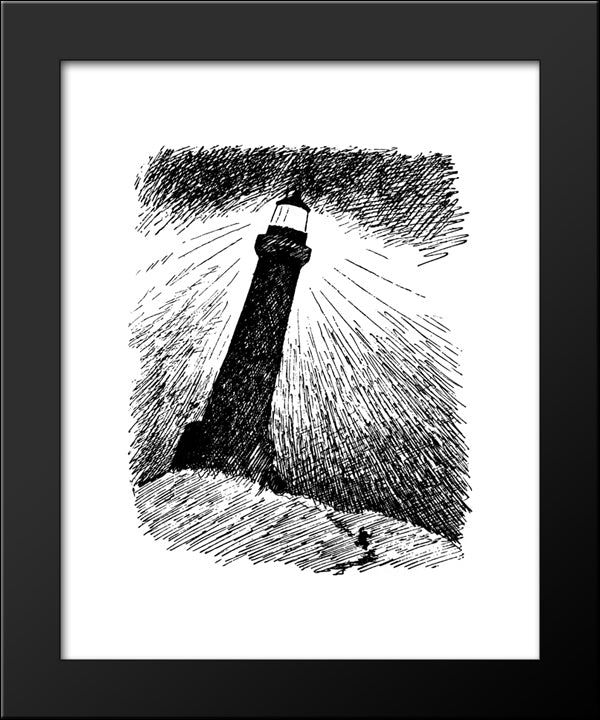 Lighthouses In The Storm 20x24 Black Modern Wood Framed Art Print Poster by Kittelsen, Theodor Severin