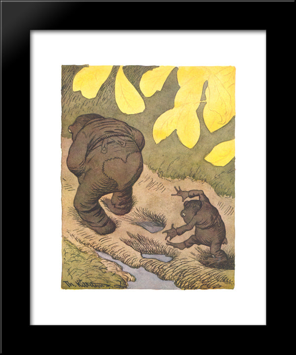 My Son Tred Always Follow Father'S Footsteps 20x24 Black Modern Wood Framed Art Print Poster by Kittelsen, Theodor Severin