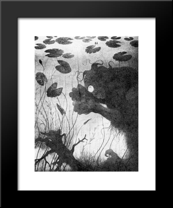 Noekken Fisker 20x24 Black Modern Wood Framed Art Print Poster by Kittelsen, Theodor Severin