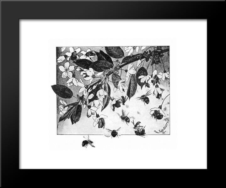 Paa Kirsebaergrenen 20x24 Black Modern Wood Framed Art Print Poster by Kittelsen, Theodor Severin