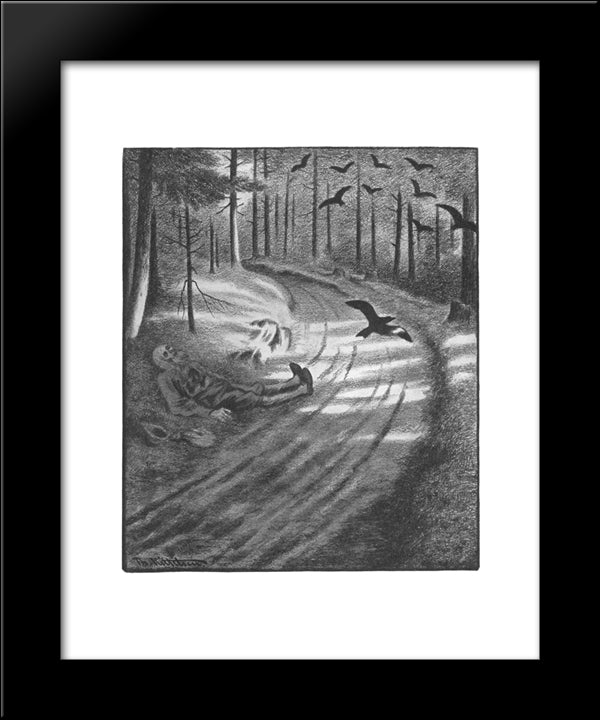 Poor Man 20x24 Black Modern Wood Framed Art Print Poster by Kittelsen, Theodor Severin