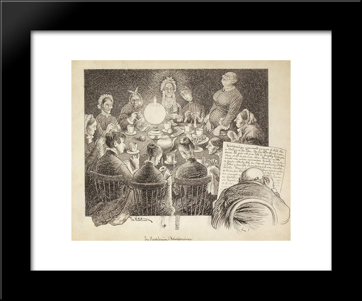 Raadslagning I Kvinneforeningen 20x24 Black Modern Wood Framed Art Print Poster by Kittelsen, Theodor Severin