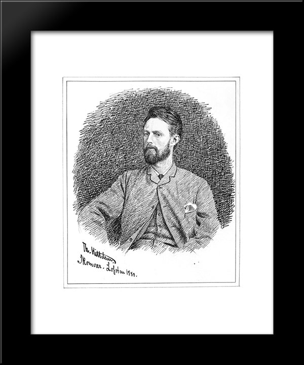 Selvportrett 20x24 Black Modern Wood Framed Art Print Poster by Kittelsen, Theodor Severin