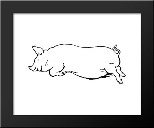 Sleeping Pig 20x24 Black Modern Wood Framed Art Print Poster by Kittelsen, Theodor Severin