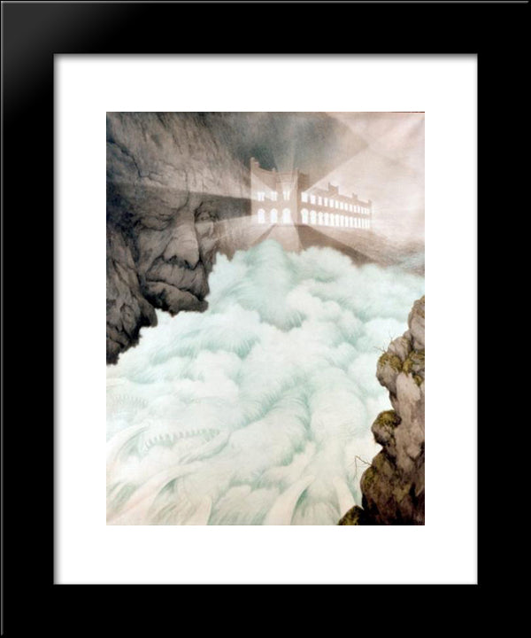 Svelgfoss Power Plant 20x24 Black Modern Wood Framed Art Print Poster by Kittelsen, Theodor Severin