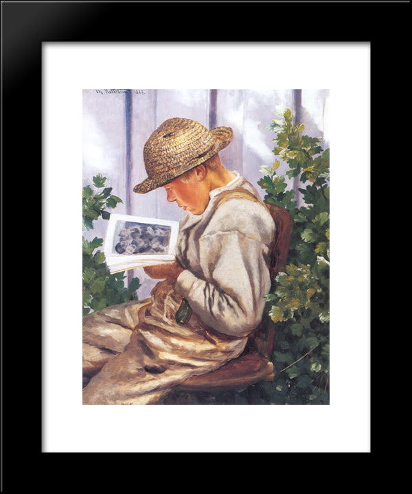 The Charmin Kristian - Kristian Hjerteknuser 20x24 Black Modern Wood Framed Art Print Poster by Kittelsen, Theodor Severin