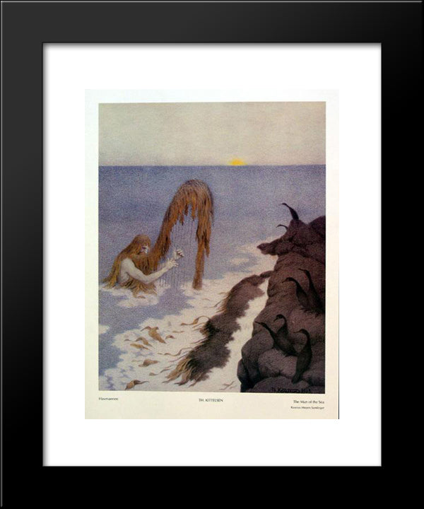 The Man From The Sea - Havmannen 20x24 Black Modern Wood Framed Art Print Poster by Kittelsen, Theodor Severin