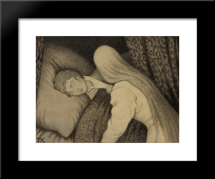 White Bear King Valemon 20x24 Black Modern Wood Framed Art Print Poster by Kittelsen, Theodor Severin