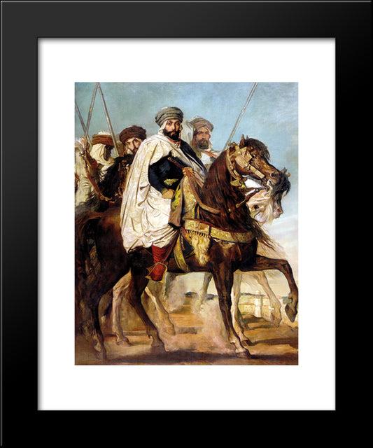 Ali Ben-Hamet, Caliph Of Constantine And Chief Of The Haractas, Followed By His Escort 20x24 Black Modern Wood Framed Art Print Poster by Chasseriau, Theodore