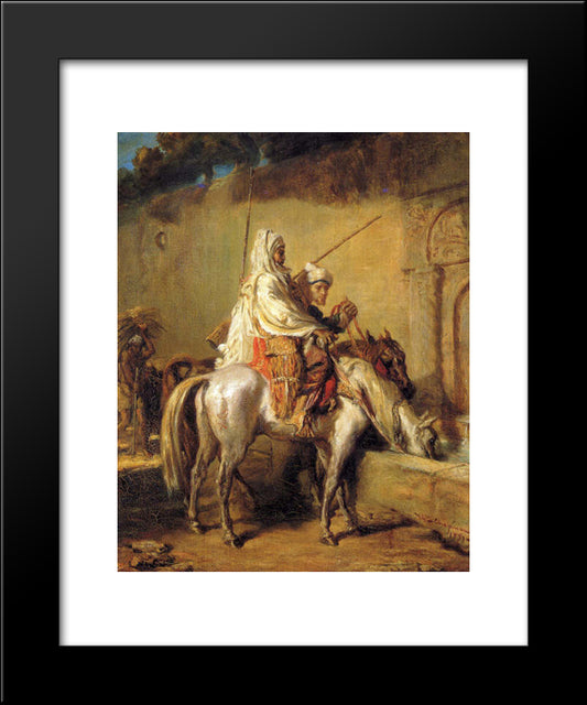 Arabes Faisant Boire Leurs Chevaux 20x24 Black Modern Wood Framed Art Print Poster by Chasseriau, Theodore