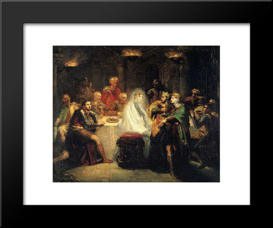 Macbeth Apercevant Le Spectre De Banco 20x24 Black Modern Wood Framed Art Print Poster by Chasseriau, Theodore