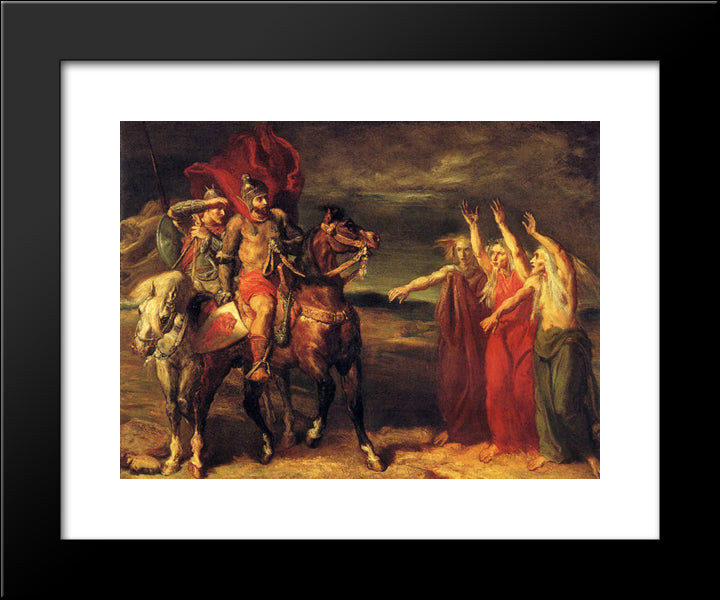 Macbeth Suivi De Banco Rencontre Les Trois Sorcieres Sur La Lande 20x24 Black Modern Wood Framed Art Print Poster by Chasseriau, Theodore