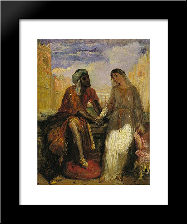 Othello And Desdemona In Venice 20x24 Black Modern Wood Framed Art Print Poster by Chasseriau, Theodore