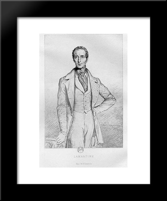 Portrait De Lamartine 20x24 Black Modern Wood Framed Art Print Poster by Chasseriau, Theodore