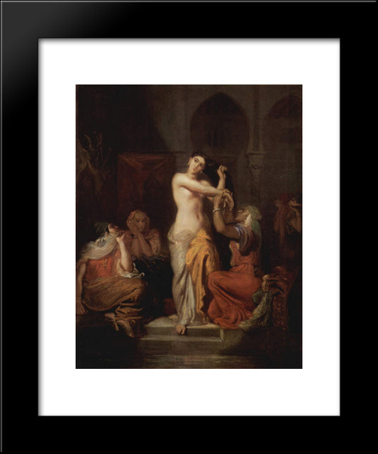 Scene De Harem, Femme Mauresque A Sa Toilette 20x24 Black Modern Wood Framed Art Print Poster by Chasseriau, Theodore