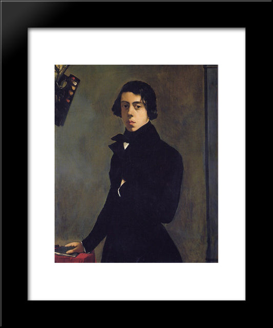 Self-Portrait In A Redingote 20x24 Black Modern Wood Framed Art Print Poster by Chasseriau, Theodore