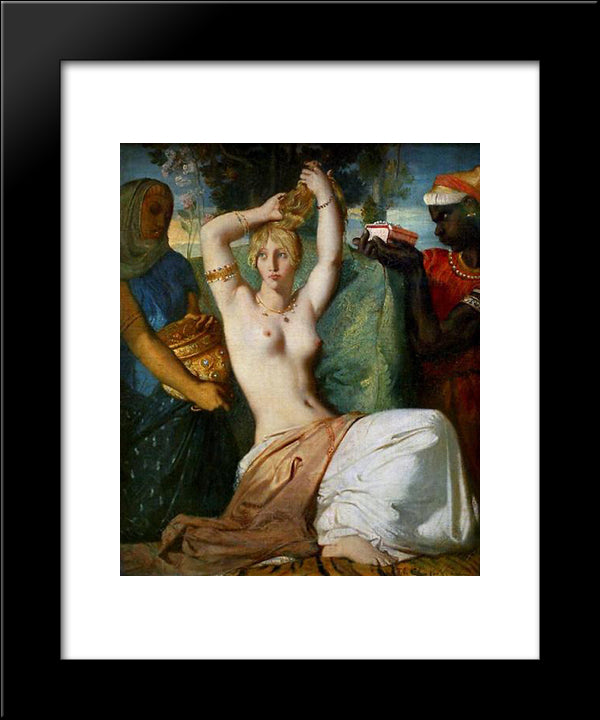 The Toilette Of Esther 20x24 Black Modern Wood Framed Art Print Poster by Chasseriau, Theodore