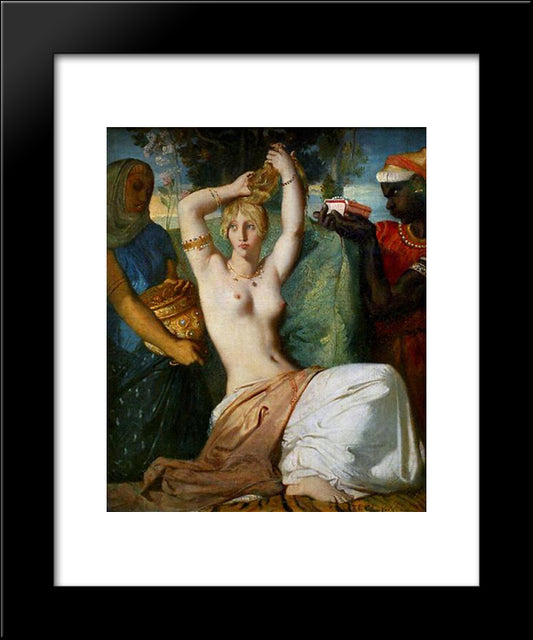 The Toilette Of Esther 20x24 Black Modern Wood Framed Art Print Poster by Chasseriau, Theodore