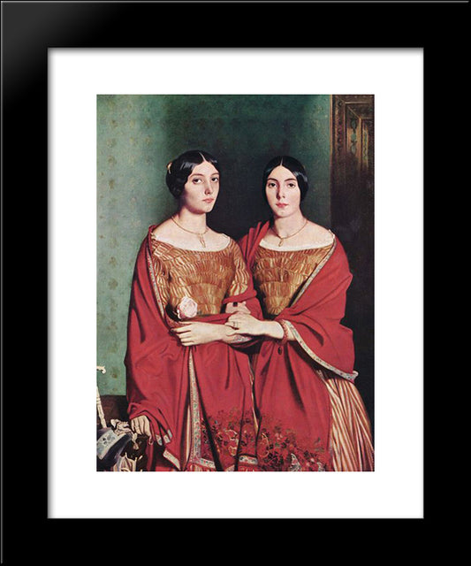 The Two Sisters 20x24 Black Modern Wood Framed Art Print Poster by Chasseriau, Theodore