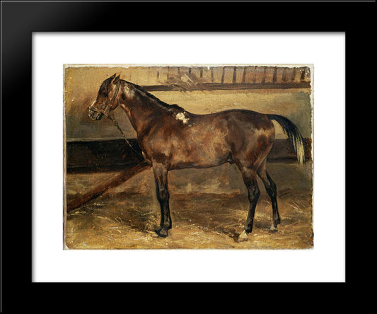 Brown Horse In The Stalls 20x24 Black Modern Wood Framed Art Print Poster by Gericault, Theodore