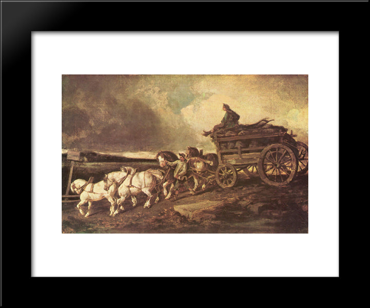 Coal Cars 20x24 Black Modern Wood Framed Art Print Poster by Gericault, Theodore