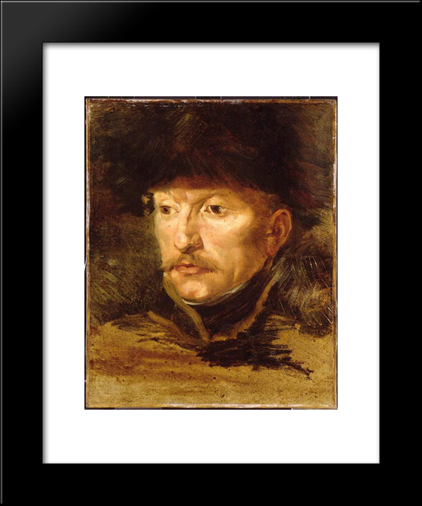 Head Of A Horseman 20x24 Black Modern Wood Framed Art Print Poster by Gericault, Theodore