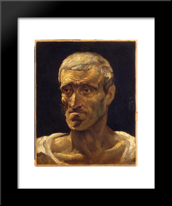 Head Of A Shipwrecked Man (Study For The Raft Of Medusa) 20x24 Black Modern Wood Framed Art Print Poster by Gericault, Theodore