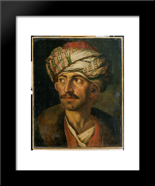 Head Of An Oriental, Or Portrait Presumed To Be Mustapha 20x24 Black Modern Wood Framed Art Print Poster by Gericault, Theodore