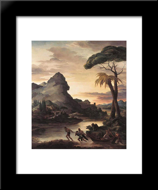 Heroic Landscape With Fishermen 20x24 Black Modern Wood Framed Art Print Poster by Gericault, Theodore