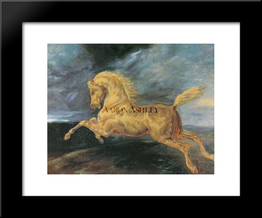 Horse Frightened By Lightning 20x24 Black Modern Wood Framed Art Print Poster by Gericault, Theodore