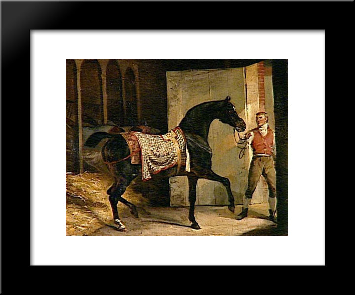 Horse Leaving A Stable 20x24 Black Modern Wood Framed Art Print Poster by Gericault, Theodore