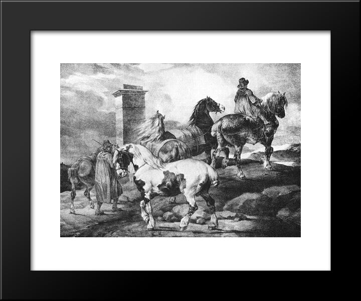 Horses 20x24 Black Modern Wood Framed Art Print Poster by Gericault, Theodore