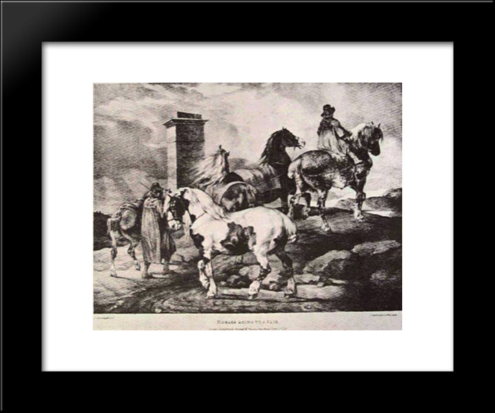 Horses Going To A Fair  20x24 Black Modern Wood Framed Art Print Poster by Gericault, Theodore