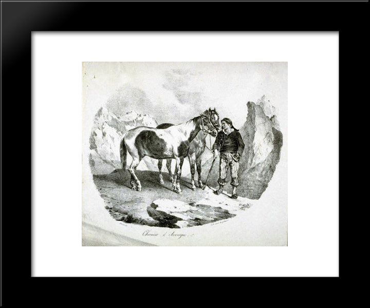 Horses Of The Auvergne 20x24 Black Modern Wood Framed Art Print Poster by Gericault, Theodore