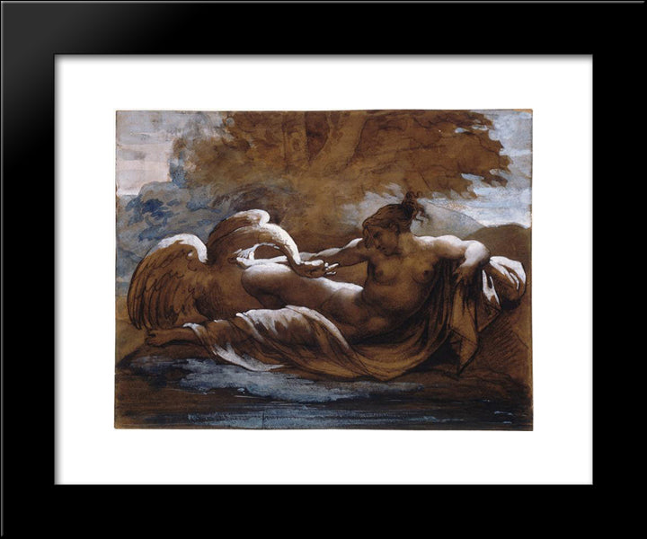 Leda And The Swan 20x24 Black Modern Wood Framed Art Print Poster by Gericault, Theodore