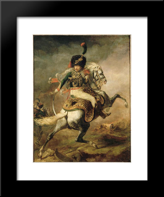 Officer Of The Chasseurs Charging On Horseback 20x24 Black Modern Wood Framed Art Print Poster by Gericault, Theodore