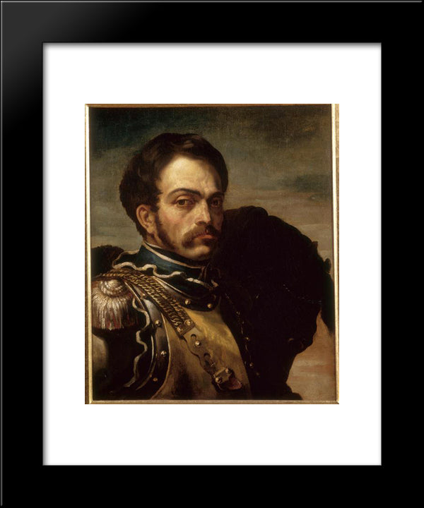 Portrait Of Rifleman 20x24 Black Modern Wood Framed Art Print Poster by Gericault, Theodore