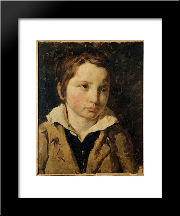 Portrait Of Young Boy, Probably Olivier Bro 20x24 Black Modern Wood Framed Art Print Poster by Gericault, Theodore