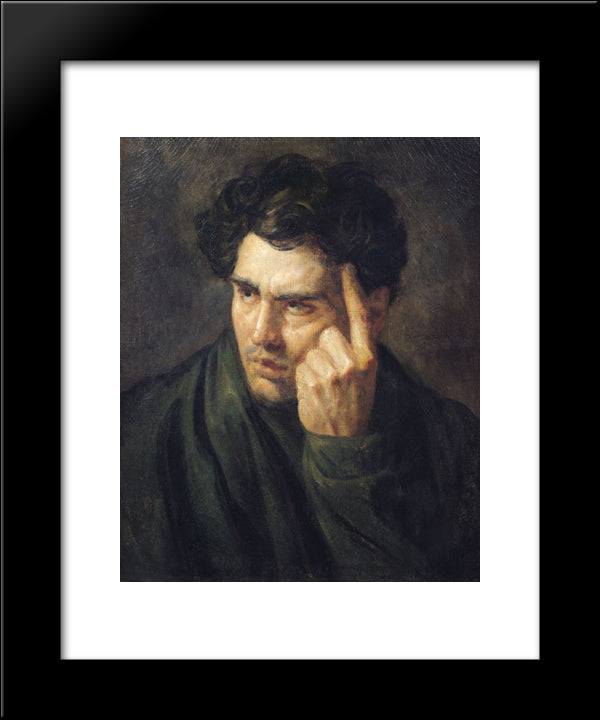 Portrait Of Lord Byron 20x24 Black Modern Wood Framed Art Print Poster by Gericault, Theodore