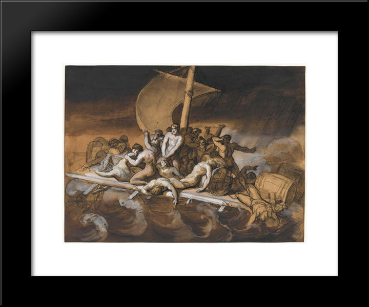 Scene Of Cannibalism For The Raft Of The Medusa 20x24 Black Modern Wood Framed Art Print Poster by Gericault, Theodore