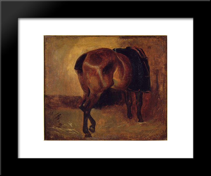 Study For Bay Horse Seen From Behind 20x24 Black Modern Wood Framed Art Print Poster by Gericault, Theodore