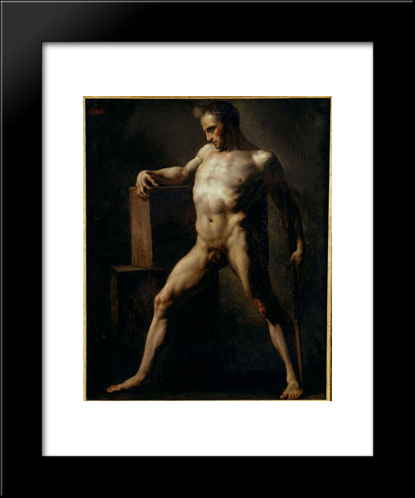 Study Of A Man 20x24 Black Modern Wood Framed Art Print Poster by Gericault, Theodore