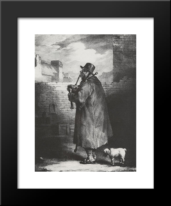 The Bagpipe Player 20x24 Black Modern Wood Framed Art Print Poster by Gericault, Theodore