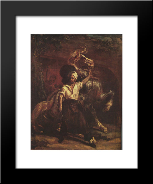 The Blacksmith'S Signboard 20x24 Black Modern Wood Framed Art Print Poster by Gericault, Theodore