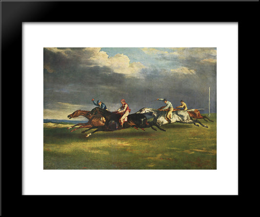 The Epsom Derby 20x24 Black Modern Wood Framed Art Print Poster by Gericault, Theodore