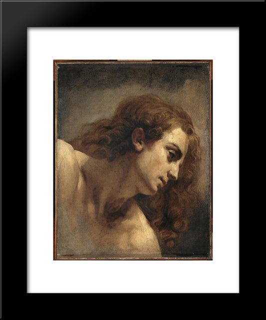 The Head Of Young Man 20x24 Black Modern Wood Framed Art Print Poster by Gericault, Theodore