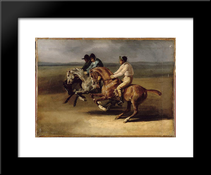 The Horse Race 20x24 Black Modern Wood Framed Art Print Poster by Gericault, Theodore