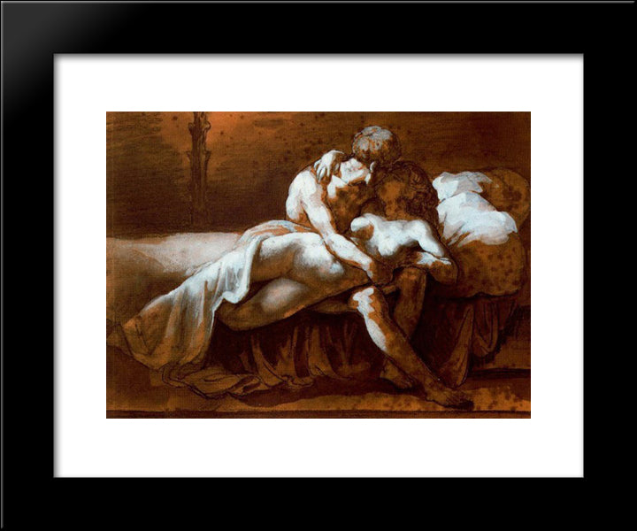 The Kiss 20x24 Black Modern Wood Framed Art Print Poster by Gericault, Theodore